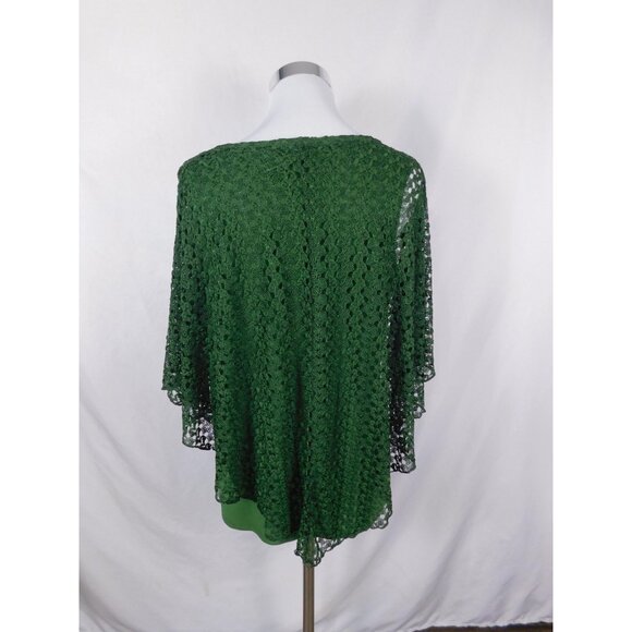 Olivia Blu XL Green Crochet Lace Poncho Blouse Boho Witch - Picture 5 of 11